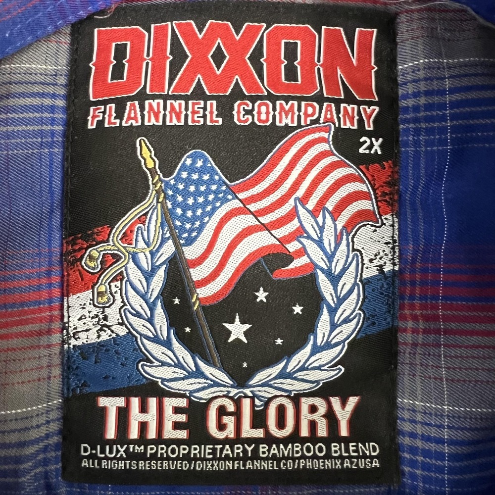 Dixxon The Glory Shirt Mens 2XL Blue Plaid Short Sleeve Button Patriotic - Picture 3 of 8